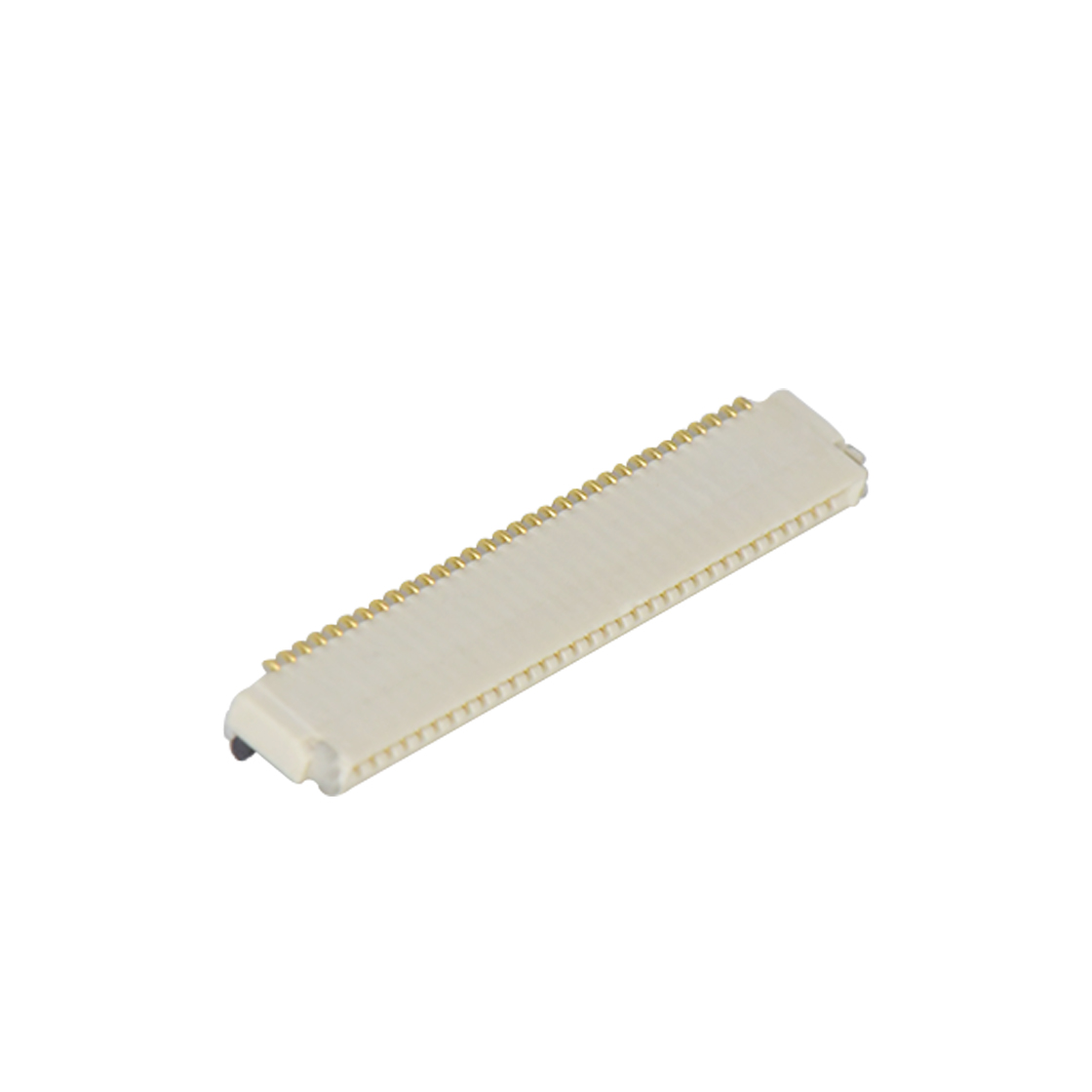 Pitch 0.50mm 90°H1.00mm 卧贴双面接后掀盖 SMT型 FPC 32pin 本色 镀半金接触点及焊接脚点1u，镍底35-60u.
